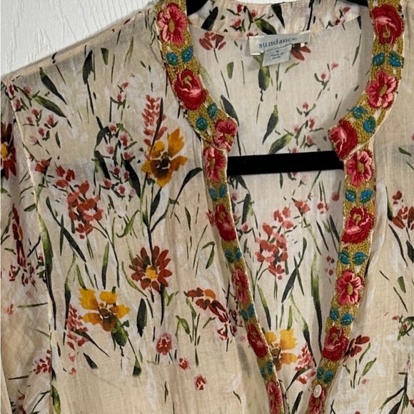 Sundance floral boho dress, semi-sheer gauzy fabric, size Small, cottagecore - Picture 7 of 11